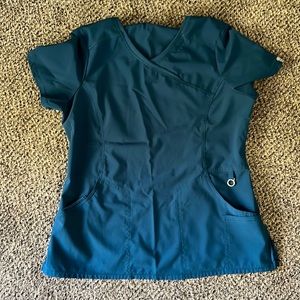 Cherokee Infinity Caribbean Blue Scrub Top